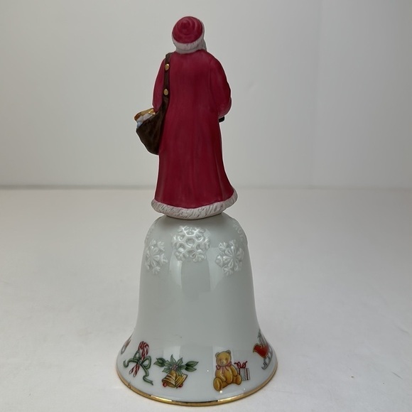 Lenox Porcelain Pere Noel Bell Santa Bag of Toys Holding Stocking And Candy Cane - Picture 2 of 13